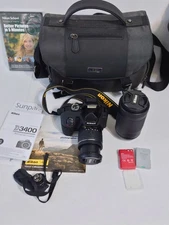 Nikon D3400  DSLR Black Digital Camera w 70-300mm Lens, Case & more