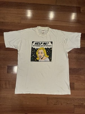 Rare Vintage 90s Art Tee Pop Art T-Shirt Help Me Im Turning Into My Mother XL