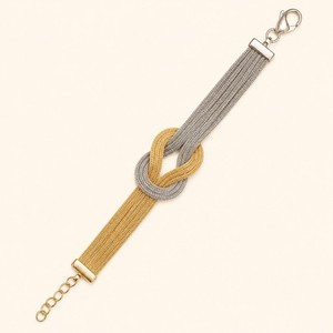 Authentic Two Tone Sterling Silver Braided Knot Bracelet, Gold Plated Chain Bracelet