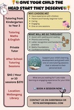 Tutoring Students From Kindergarten to Year 3 Maths and English