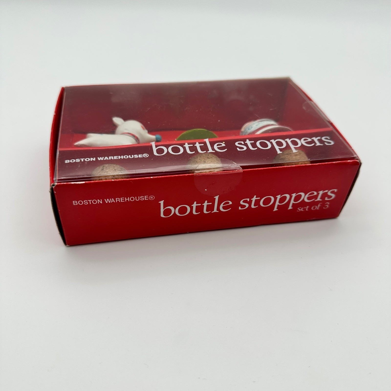 Boston Warehouse Christmas Bottle Stoppers Set of 3 - Santa, Original Box