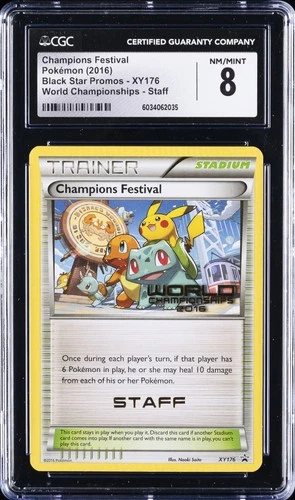 2016 BLACK STAR PROMO WORLD CHAMPIONSHIPS STAFF #XY176 CHAMPIONS FESTIVAL CGC 8