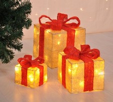 3er-Set LED Geschenkboxen Weihnachtsdeko Weih...