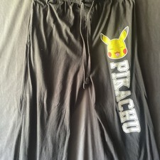 Men s Size, Large Pok mon Pikachu Pajama Pants, Black