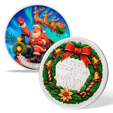 Christmas Cheer Collectible Coin - Santa  Train - Merry Christmas Festival Gift