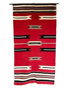 Vintage Chimayo Blanket Rug / Pre-Chimayo c. 1890-1910s / 72 x 39 / Antique