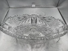 American Brilliant Cut Crystal Pinwheel Buzsaw 10 5/8" Celery Dish 1890-