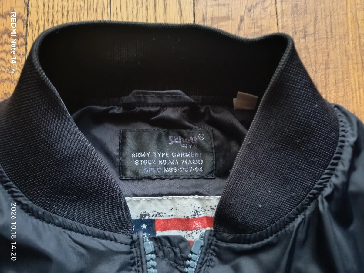 SCHOTT NYC Bomber Chaqueta Negra Ligera Hombre Talla L Tipo Ejército