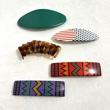 Vintage French Abstract Hair Clip Barrette Lot of 5 - Hand Made In France