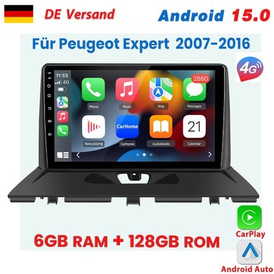 6+128GB Carplay Android15.0 Autoradio GPS Navi DAB+ Für Peugeot Expert 2007-2016