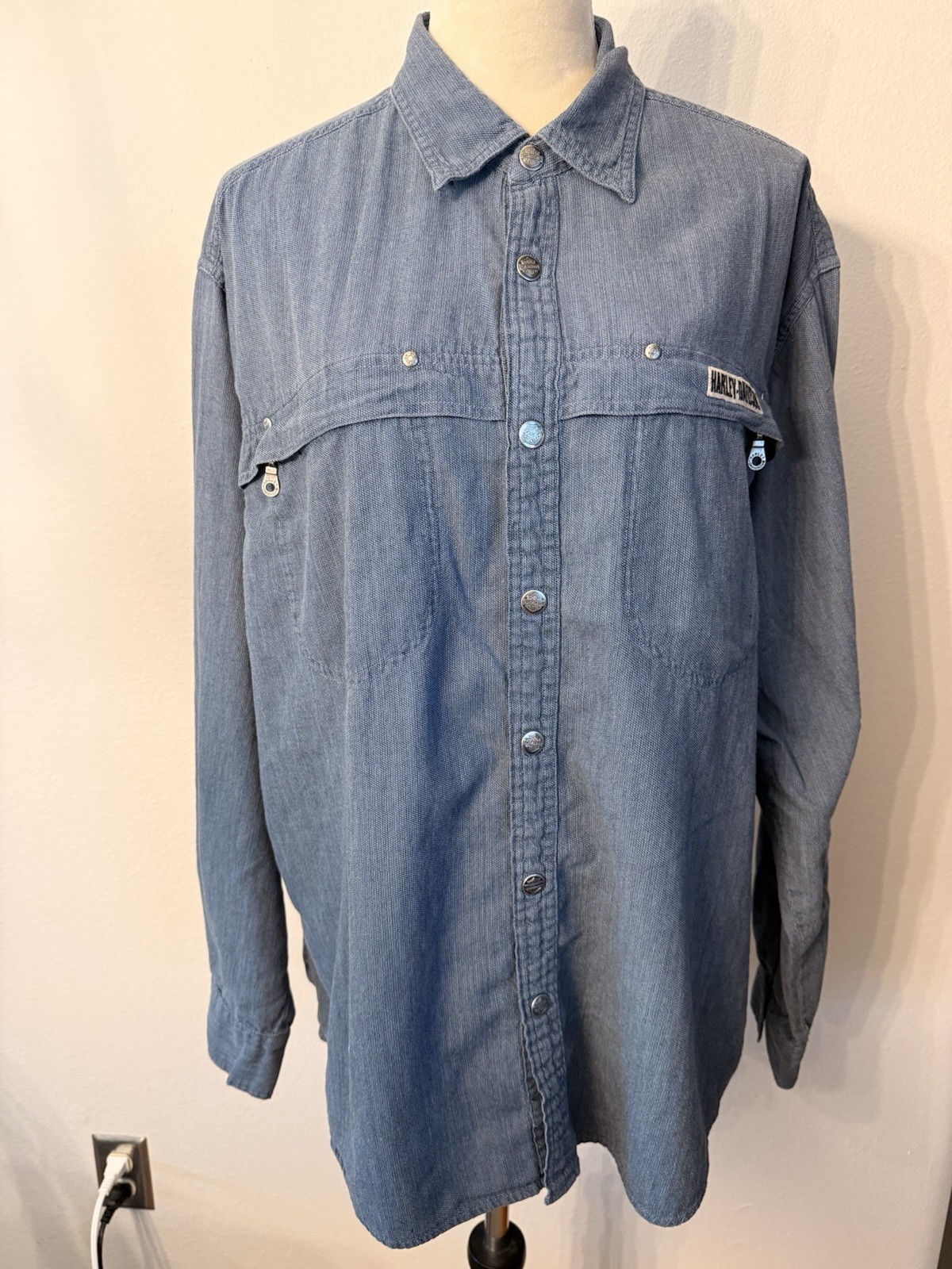 Harley Davidson Men’s Snap Button Up Patch Logo D… - image 1