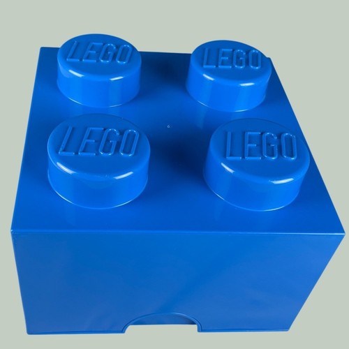 LEGO Storage Brick 4 Blue Stackable Toy Box Container 12x12 Stud Room Decor