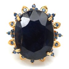 925 Silver Handmade 20 x 26 mm. Blue Sapphire Ring Size 7 Black Friday