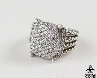 Anillo David Yurman 0 13 CTW Diamante Plata Esterlina Talla 8 75