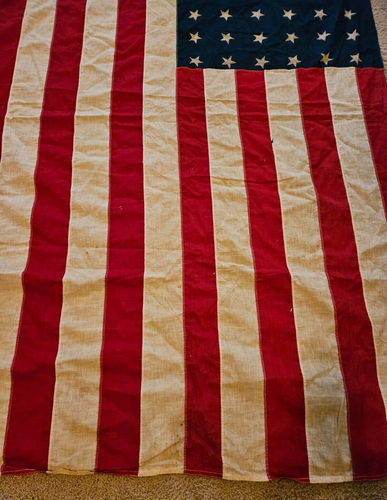 Vintage 48 Star American Flag, Lino 4' by 6' effetto invecchiato, Sporcato - Foto 8 di 17