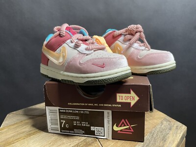 Nike SB Dunk Social Status × Dunk Low TD 'Strawberry Milk' TODDLER size 7 (7C) | eBay