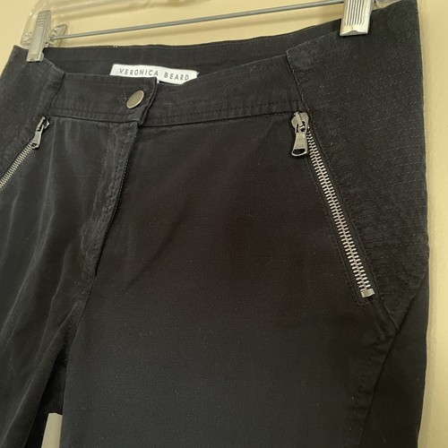 Veronica Beard Pants Size 2 Black Moto Stretch Skinny Leg Zip Pockets - Picture 6 of 13