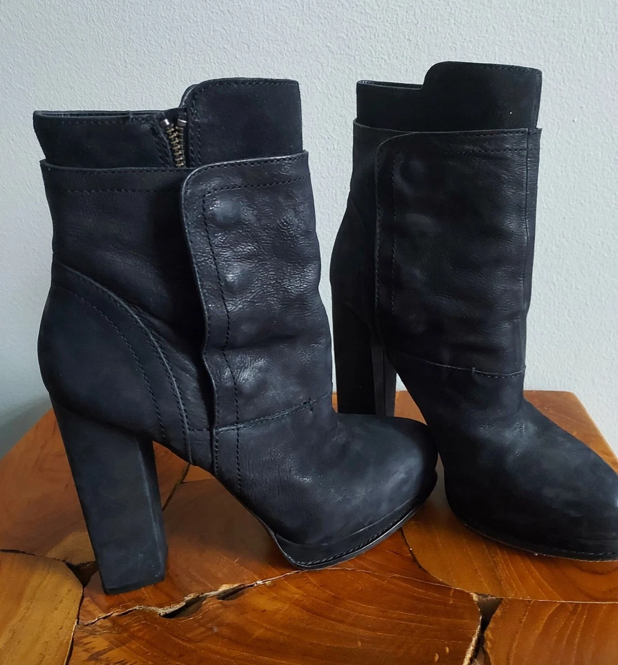 Vera Wang Botines de Plataforma Marilyn Negros Cuero Grueso Rock Punk Talla 7M Foto 2 de 4