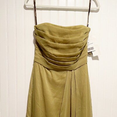 Lela Rose Bridesmaid Maxi Dress Strapless Citron Green NEW Size 8 | eBay