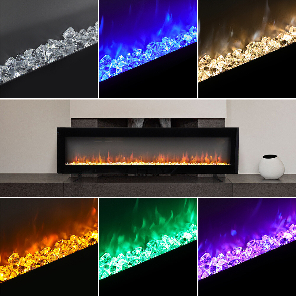 Wall Mounted 50 60u0026#039;u0026#039; Electric Fireplace 9 Flame Fire Heater  Standing W/ Crystals | eBay
