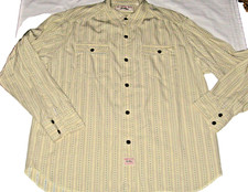 Vtg Levi Strauss Signature Men's Size L Beige w/ Stripe Button Front L/S Shirt