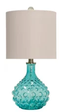 20 in. Blue Table Lamp with Off-White Hardback Fabric Shade by StyleCraft