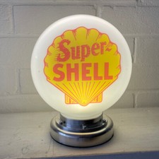 Super Shell Mini Gas Petrol Pump Globe Alloy Base LED Desk Lamp UK EU US