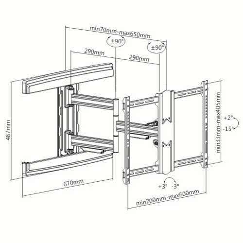 Full-Motion TV Wall Mount for Samsung LG Sony Vizio Hisense 50 55 60 65 70 75 80