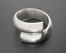 10g Vtg Sterling Silver Wide Modernist Flat Ribbed Chunky Swirl Statement Ring