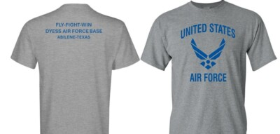 #ad DYESS AIR FORCE BASE*ABILENE TEXAS*2 SIDED SHIRT*VINYL*OFFICIALLY LICENSED $39.95