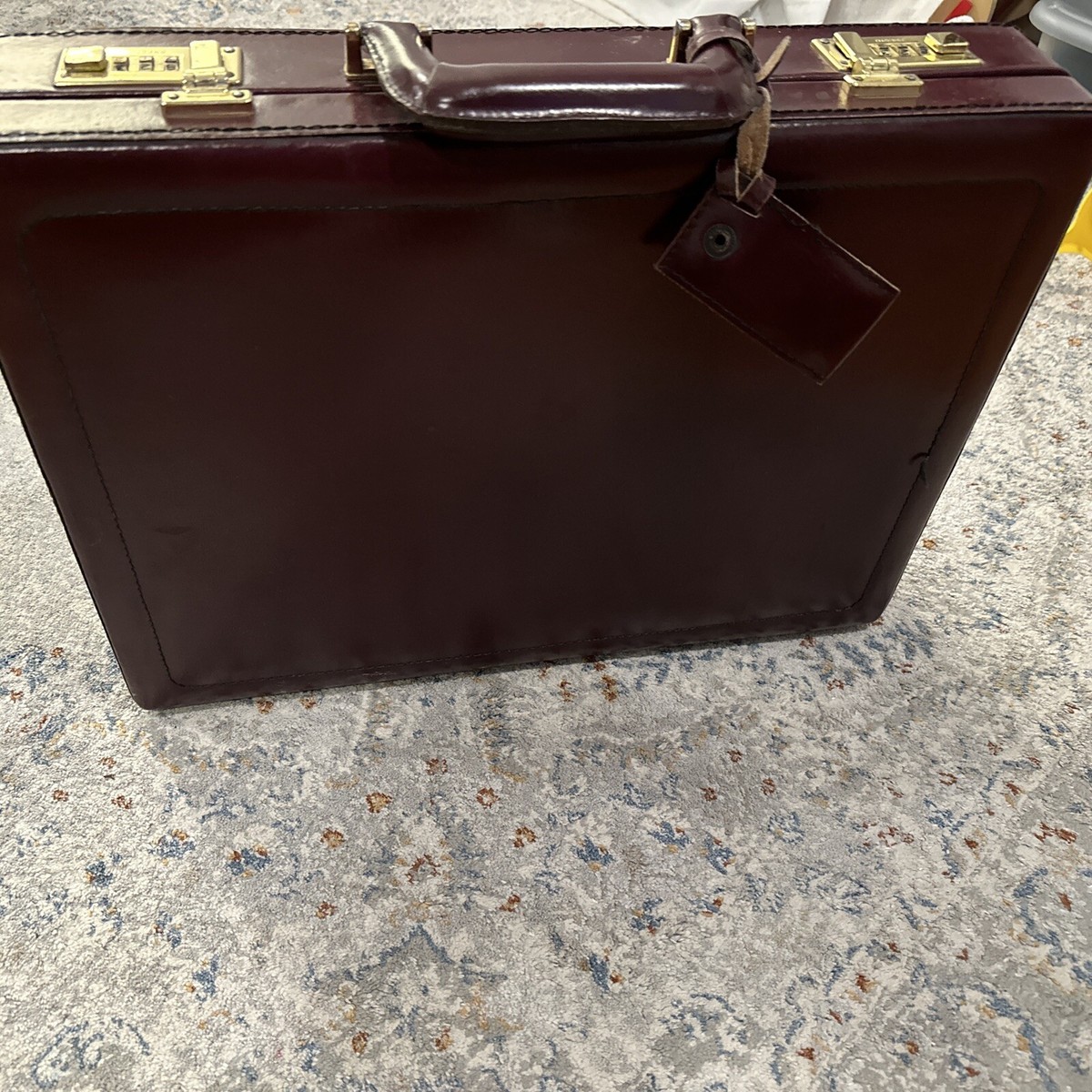 Vintage Burgundy Leather Presto Pilot Briefcase with 3 Digit Combo