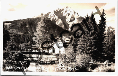 CASCADE MTN, Relection Pool, Alpine Gardens Banff, Canada RPPC postcard jj293