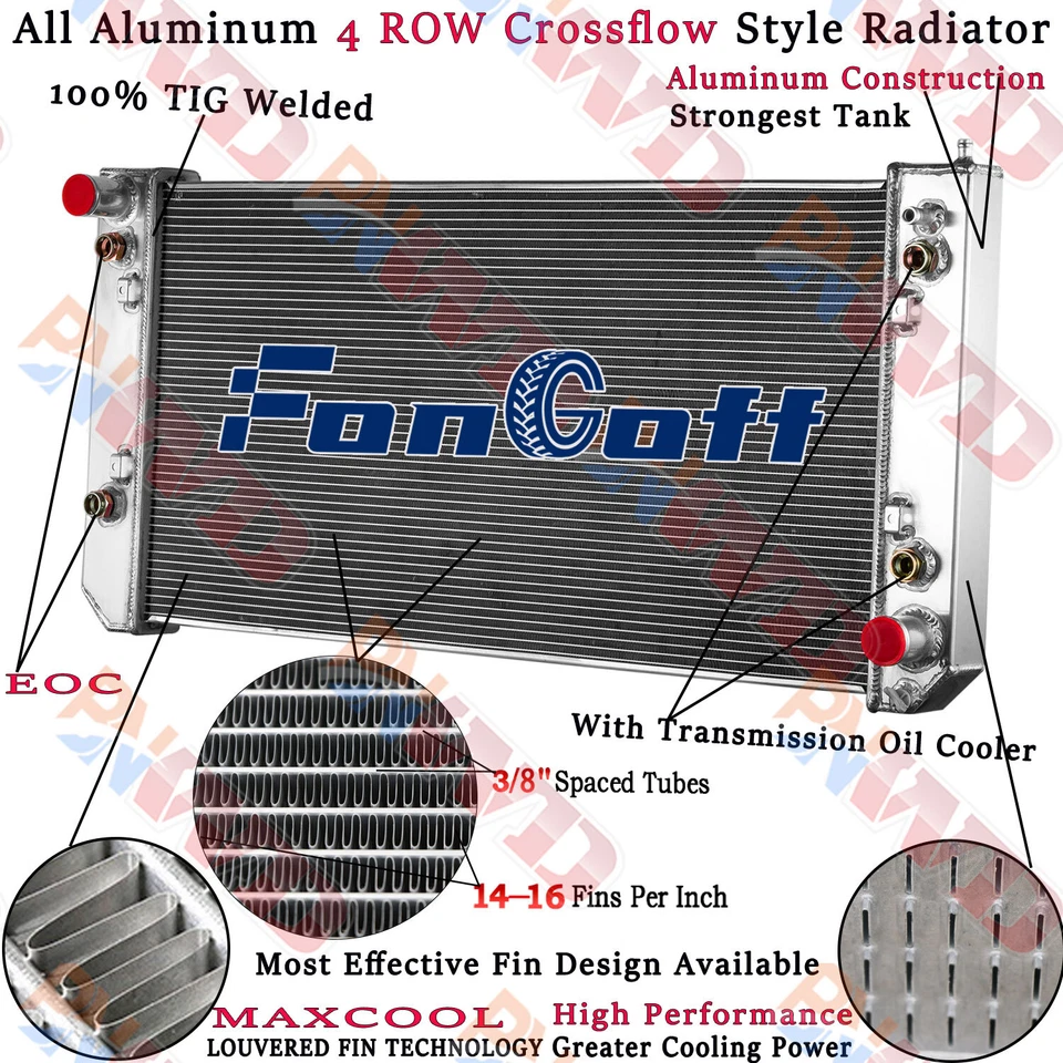 4 Row Radiator For 2003-2009 Chevy Kodiak GMC Topkick C4500 C5500 C6500 6.6 8.1 - Image 2 of 4