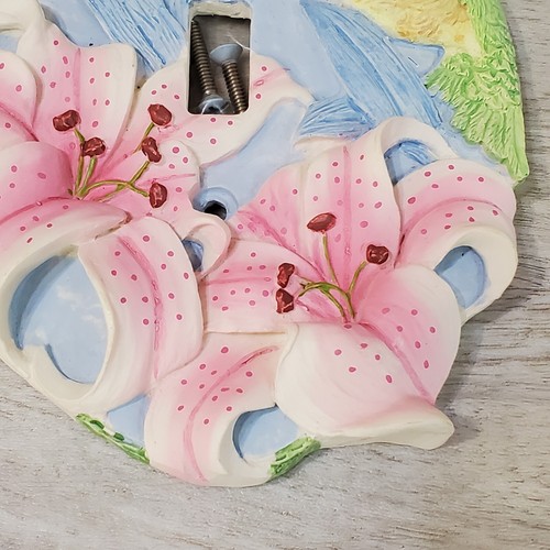 3D Resin Single Lt Switch Plate Flower Cover Hummingbird Tiger Lilies Screws Inc - Picture 2 of 8