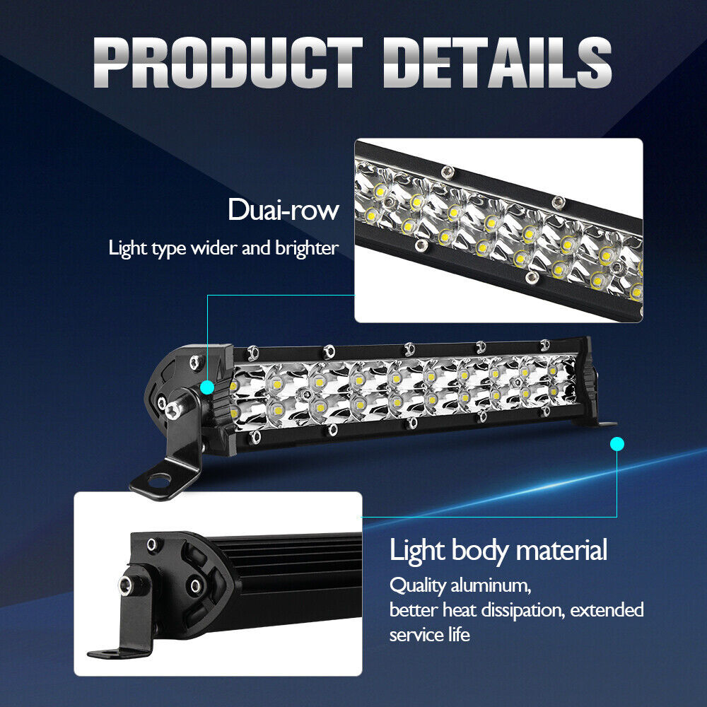 7 Inch Front Bumper LED Light Bar Spot Flood Combo Fit Club Car EZGO Golf Cart