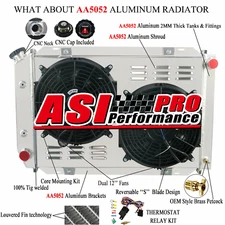 3 Row Aluminum Radiator Shroud Fan Relay Kit For 1979-93 Ford Mustang GT 5.0L V8