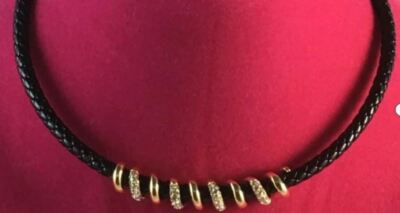 ROBERTO by RFM ''Spirali'' Braided Pavé Goldtone Crystal Cord Necklace 171/2''
