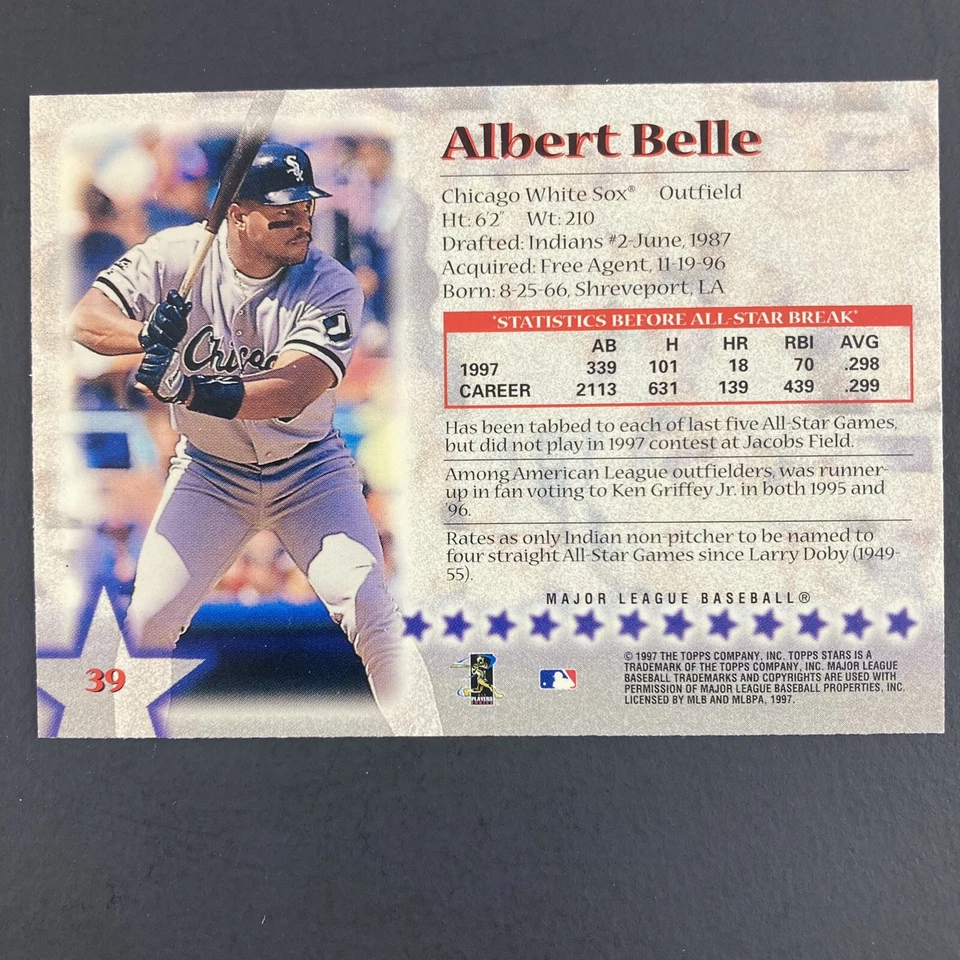 Albert Belle 1997 Topps Stars Card #39 MLB Chicago White Sox - Image 2 of 2