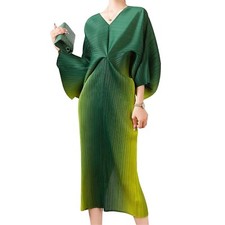 pleated vintage french style elegant, classy miyake ombre unique dress for women