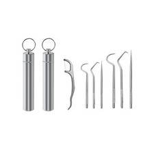 7Pcs Portable Stainless Steel Toothpicks Pocket Set Reusable Metal Toothpicks