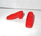 Vintage Mod Barbie Francie Red Square Toe Chunky Heel Doll Shoes Mattel