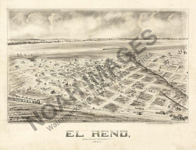 Panoramic Map of El Reno Oklahoma 16x20