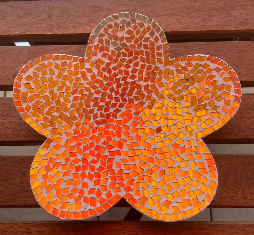 Tablett, Serviertablett, Blume 🌸 , Spiegelmosaik