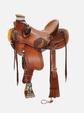 A Fork Premium Western Leather Wade Tree Roping Ranch Horse Saddles 10-18