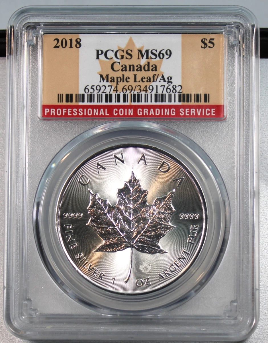 Canadian Maple Leaf MS 69 PCGS Certified Silver Bullion Coins for