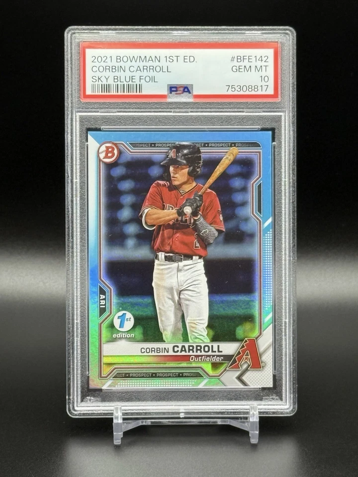 RARE 2021 Bowman 1st Ed. #BFE142 Corbin Carroll Sky Blue Foil PSA 10 GEM MINT - Image 4 of 4