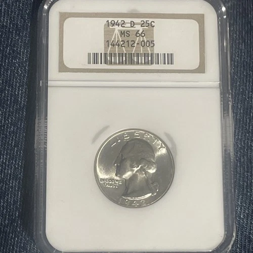 1942 D Washington Quarter NGC MS66 Blast White
