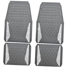 Bling Diamond Car Mats Floor Mats Full Set Anti-Slip 3D Rhombus Gray Rubber