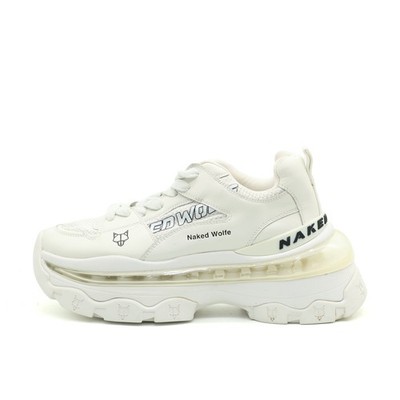 Naked Wolfe Damen Wing Sneaker Weiß Leder & Textil Komfort Plateau-Sneaker EU 39