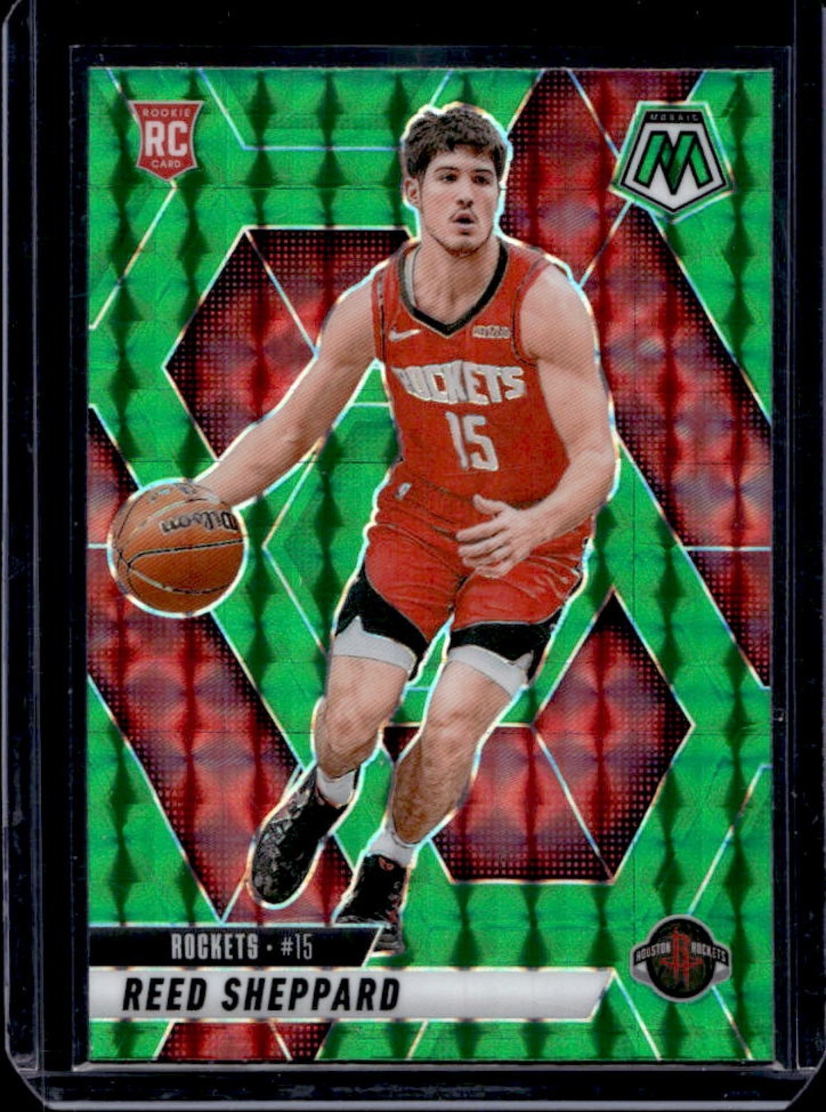 2024-25 Mosaic Reed Sheppard RC Green Rookie #249 Rockets